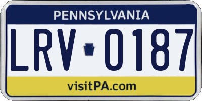 PA license plate LRV0187