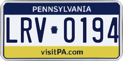 PA license plate LRV0194