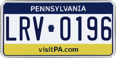 PA license plate LRV0196