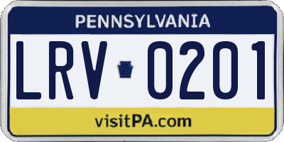 PA license plate LRV0201
