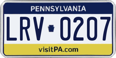 PA license plate LRV0207