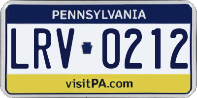 PA license plate LRV0212