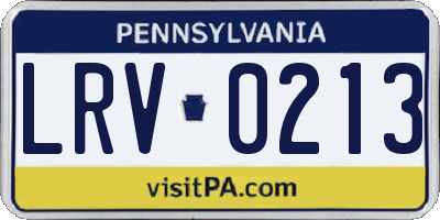 PA license plate LRV0213
