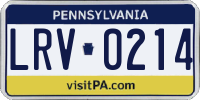 PA license plate LRV0214