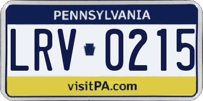 PA license plate LRV0215