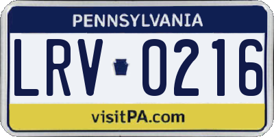 PA license plate LRV0216