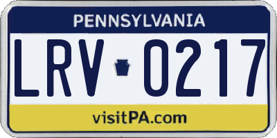 PA license plate LRV0217