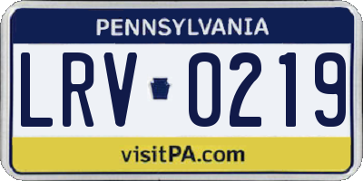 PA license plate LRV0219
