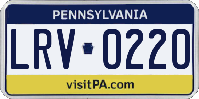 PA license plate LRV0220
