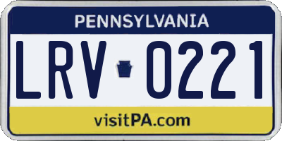 PA license plate LRV0221