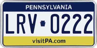 PA license plate LRV0222