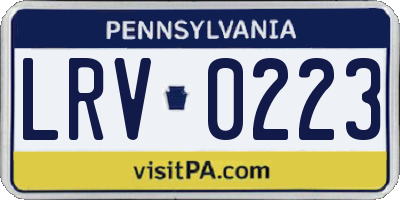 PA license plate LRV0223