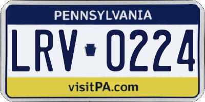 PA license plate LRV0224
