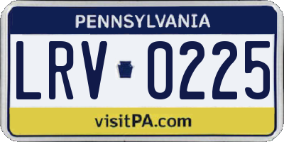 PA license plate LRV0225