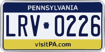 PA license plate LRV0226