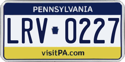 PA license plate LRV0227