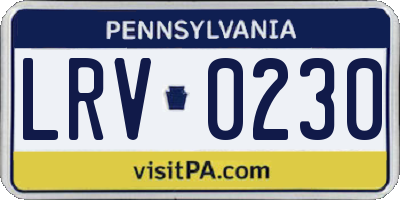 PA license plate LRV0230