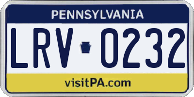 PA license plate LRV0232