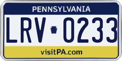 PA license plate LRV0233
