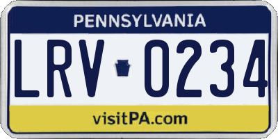 PA license plate LRV0234