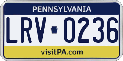 PA license plate LRV0236
