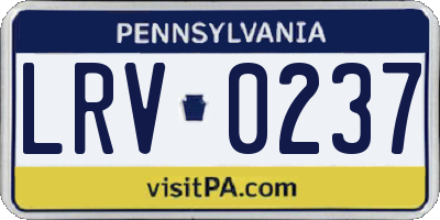 PA license plate LRV0237