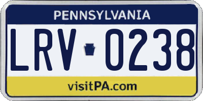 PA license plate LRV0238