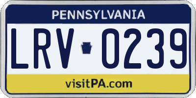 PA license plate LRV0239