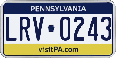 PA license plate LRV0243