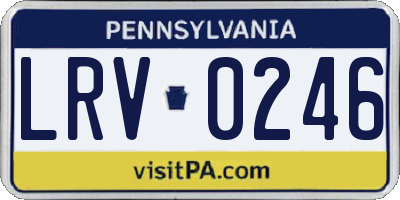 PA license plate LRV0246