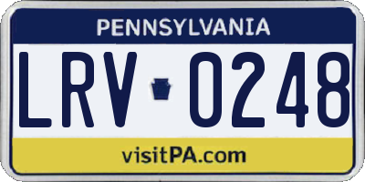 PA license plate LRV0248