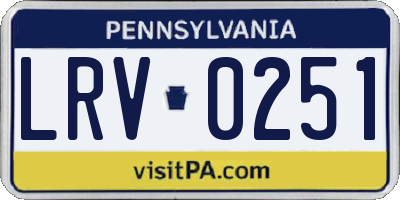PA license plate LRV0251