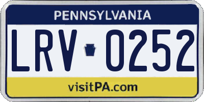 PA license plate LRV0252