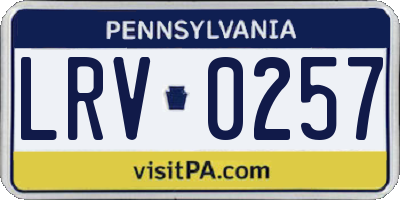 PA license plate LRV0257