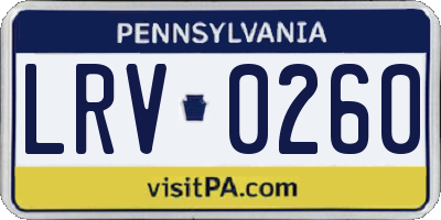 PA license plate LRV0260
