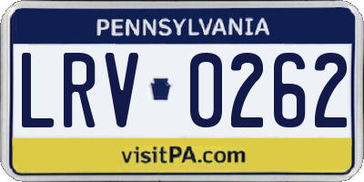 PA license plate LRV0262