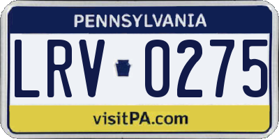 PA license plate LRV0275