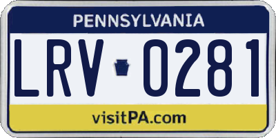 PA license plate LRV0281