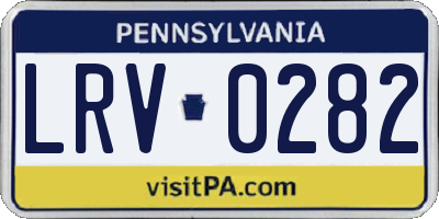 PA license plate LRV0282