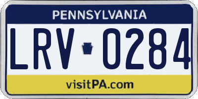 PA license plate LRV0284