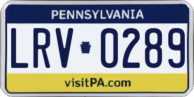 PA license plate LRV0289