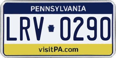 PA license plate LRV0290