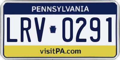 PA license plate LRV0291