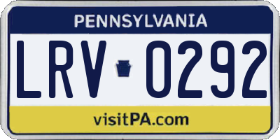 PA license plate LRV0292