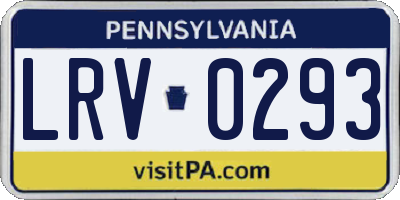 PA license plate LRV0293