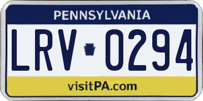 PA license plate LRV0294