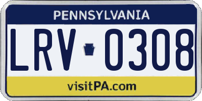 PA license plate LRV0308