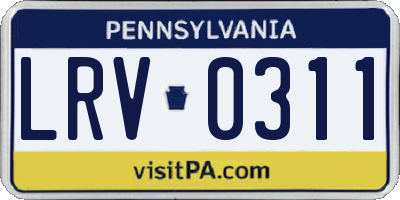 PA license plate LRV0311