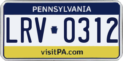 PA license plate LRV0312