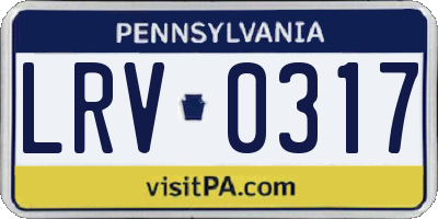 PA license plate LRV0317